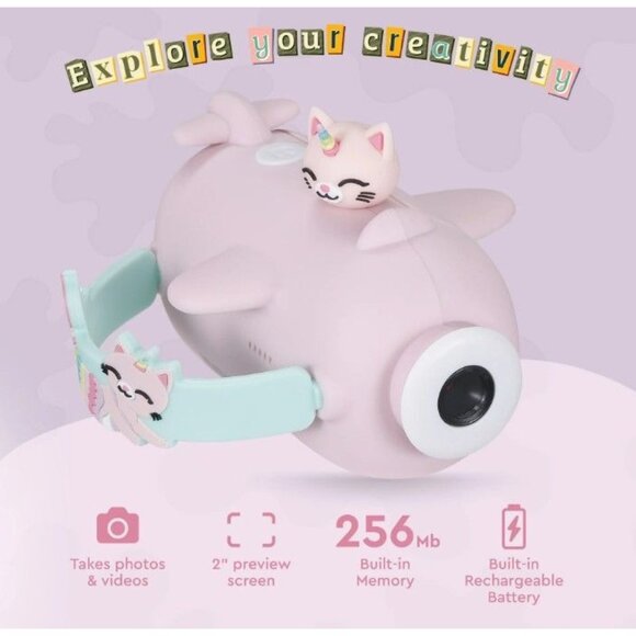 Vivitar Kidztech Camcorder for Kids, Pink Kitticorn Digital Video Camera - Picture 4 of 8